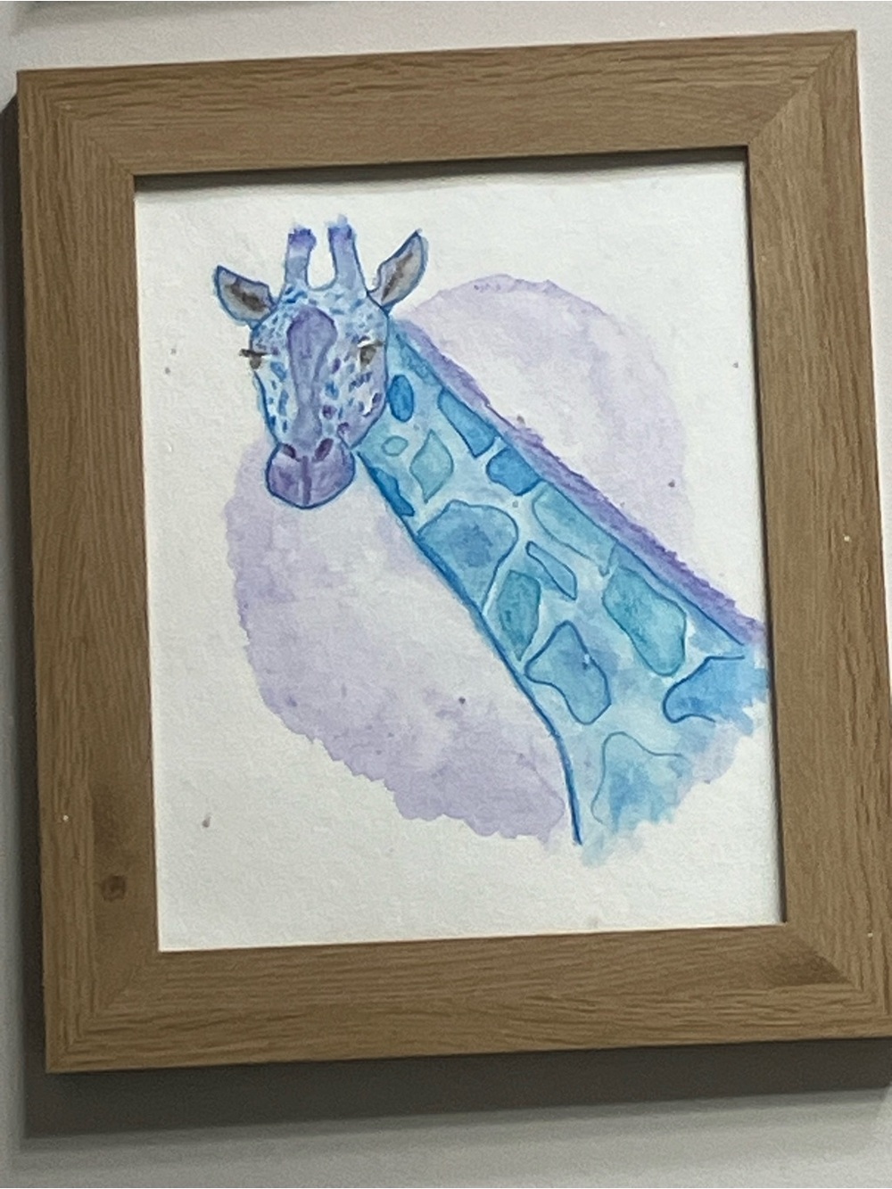 Giraffe Watercolor Wall Art blue and purple